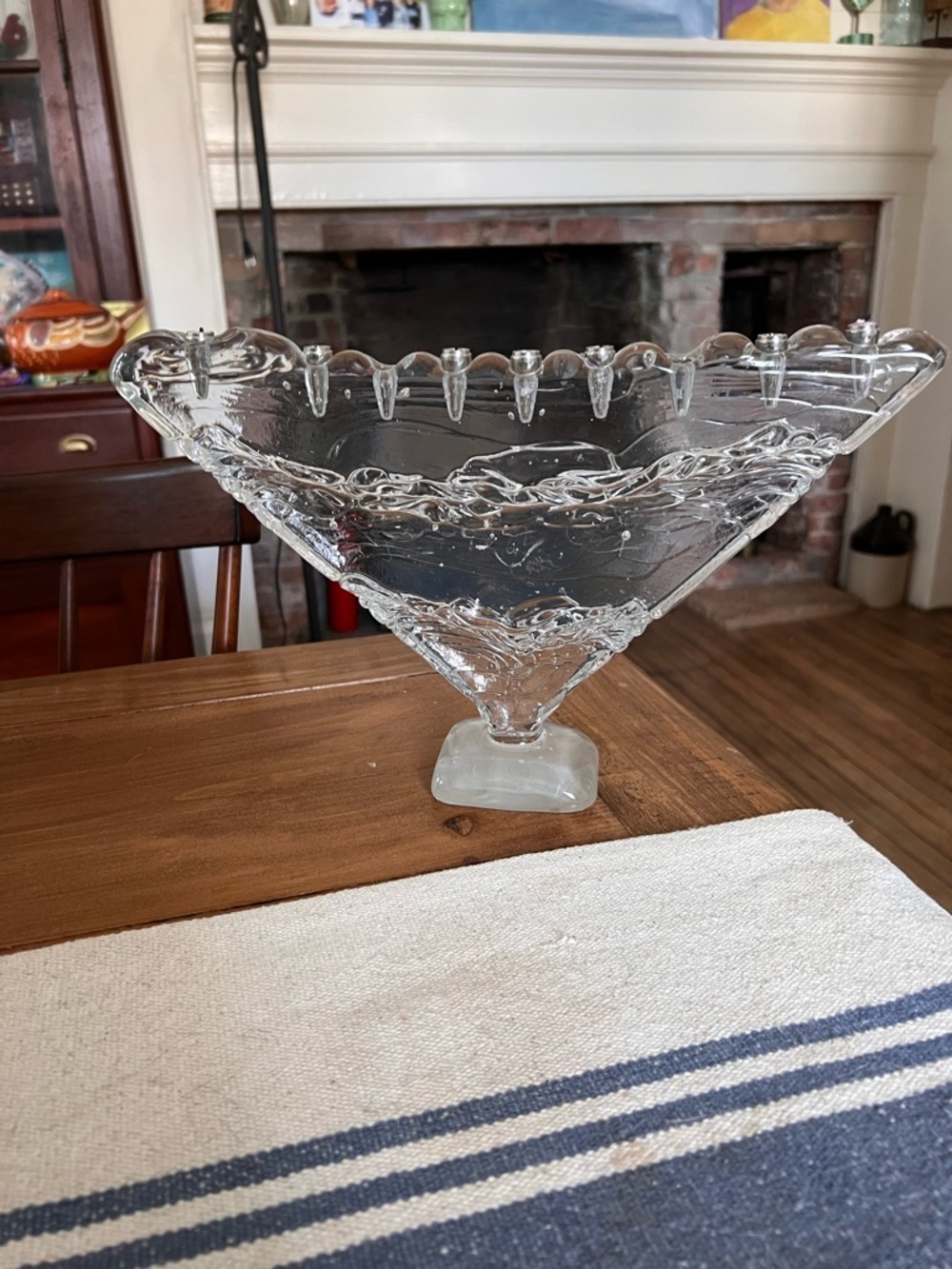 Vintage 1999 Glasslight Art Glass Menorah ?Joel And Candace Bless Signed